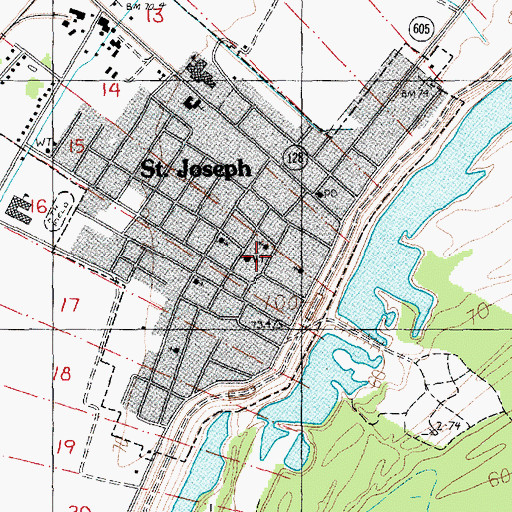 Topographic Map of Saint Joseph Historic District, LA