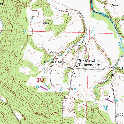 Topographic Map of Smith Cemetery, AR