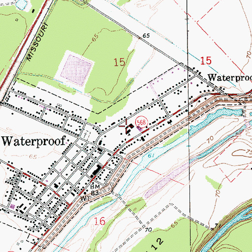 Topographic Map of Waterproof High School, LA