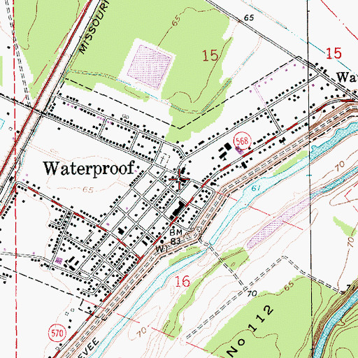 Topographic Map of Waterproof United Methodist Church, LA