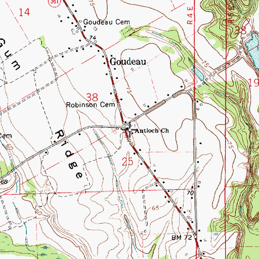 Topographic Map of Goudeau School (historical), LA