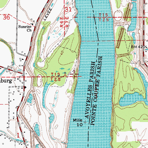 Topographic Map of Lower Deer Range Landing, LA