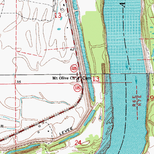 Topographic Map of Mount Olive Cemetery, LA