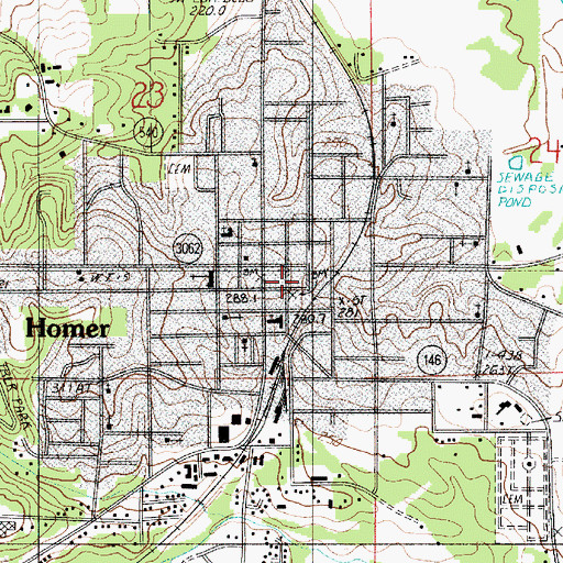 Topographic Map of Homer Historic District, LA
