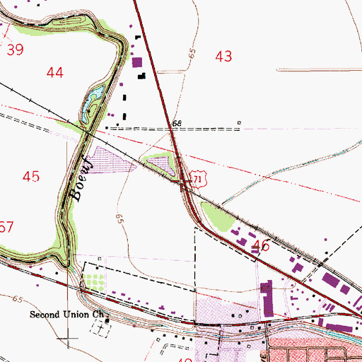 Topographic Map of Tanner Spur (historical), LA