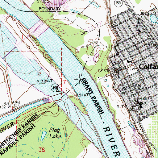 Topographic Map of Colfax Ferry (historical), LA