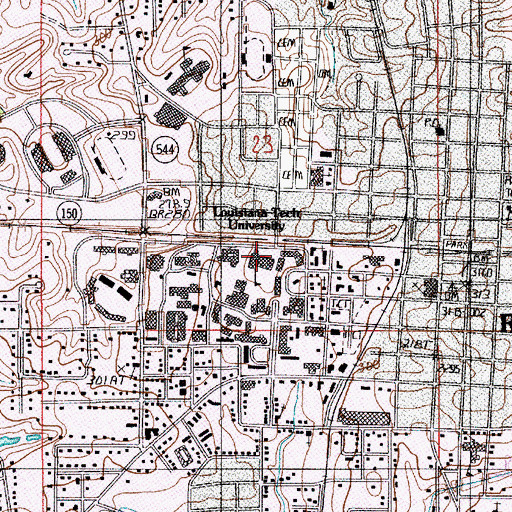 Topographic Map of Prescott Memorial Library, LA