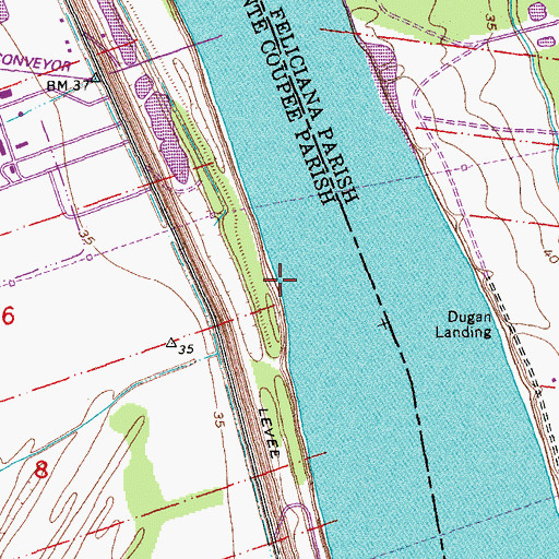 Topographic Map of Bertrands Landing, LA