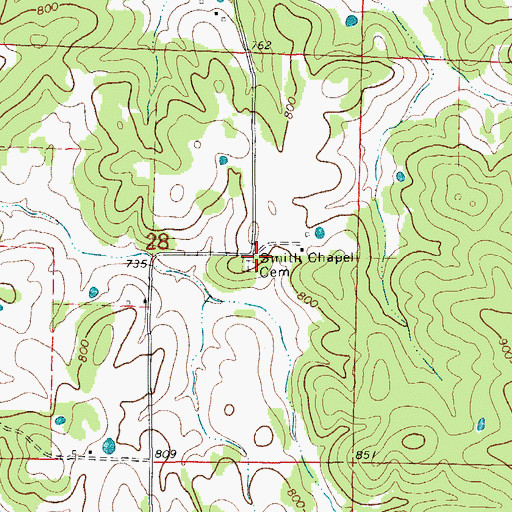Topographic Map of Smith Chapel Cemetery, AR