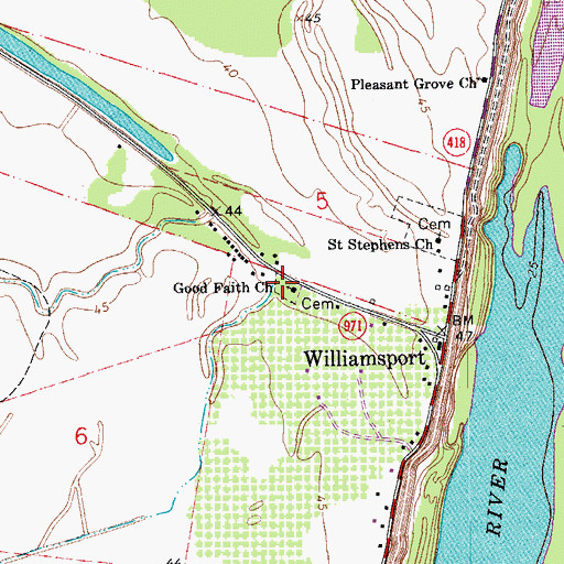 Topographic Map of Good Faith Cemetery, LA