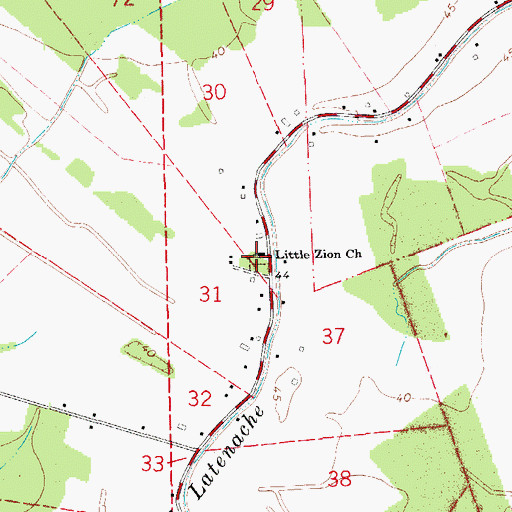 Topographic Map of Little Zion Cemetery, LA