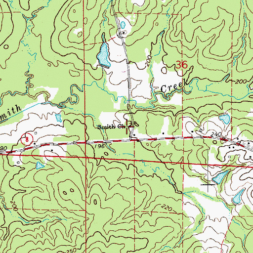 Topographic Map of Smith Church, AR