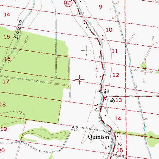 Topographic Map of Mains Plantation, LA