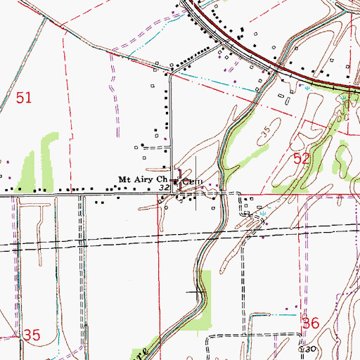 Topographic Map of Mount Airy Cemetery, LA