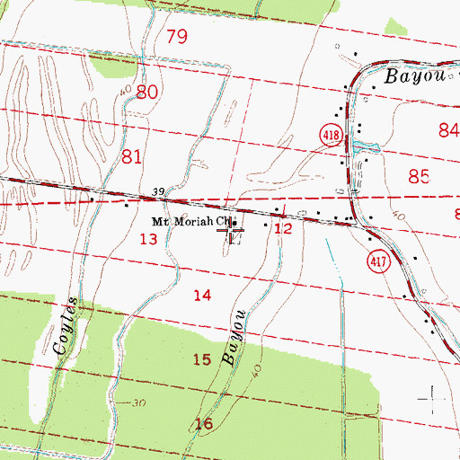 Topographic Map of Mount Marias Cemetery, LA