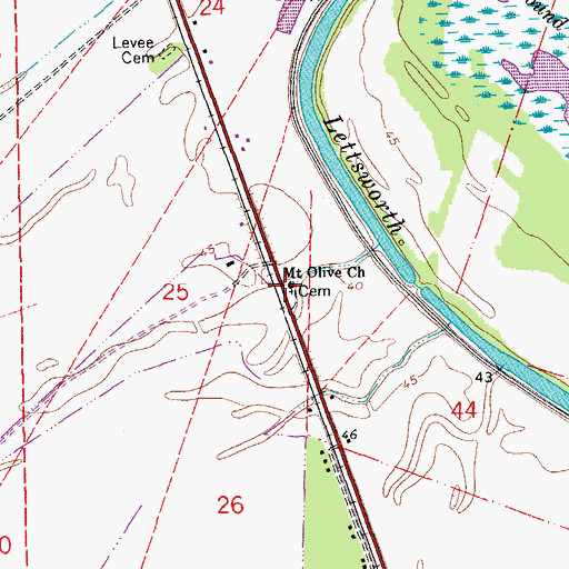 Topographic Map of Mount Olive Cemetery, LA