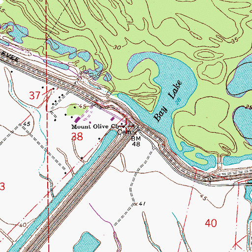 Topographic Map of Mount Olive Cemetery, LA