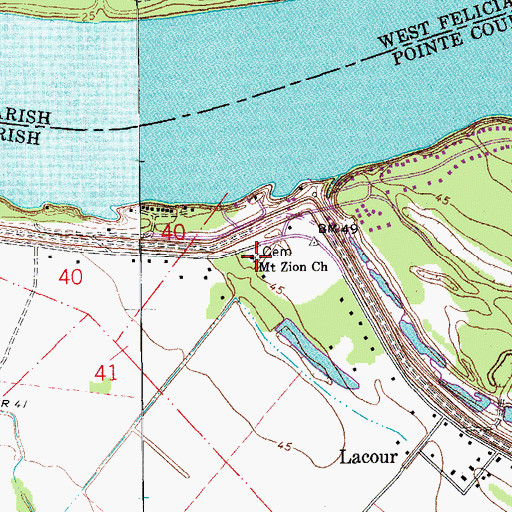 Topographic Map of Mount Zion Cemetery, LA