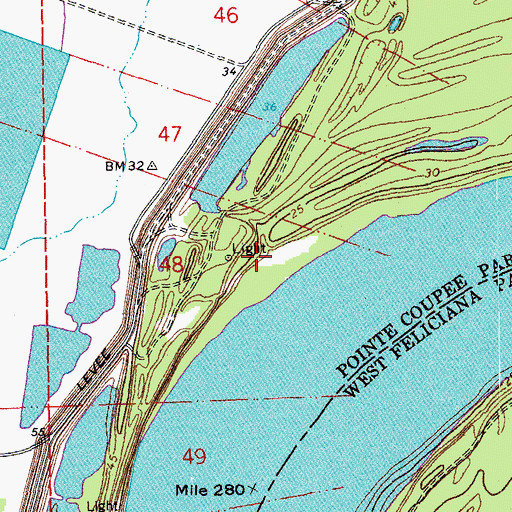 Topographic Map of New Texas Landing, LA
