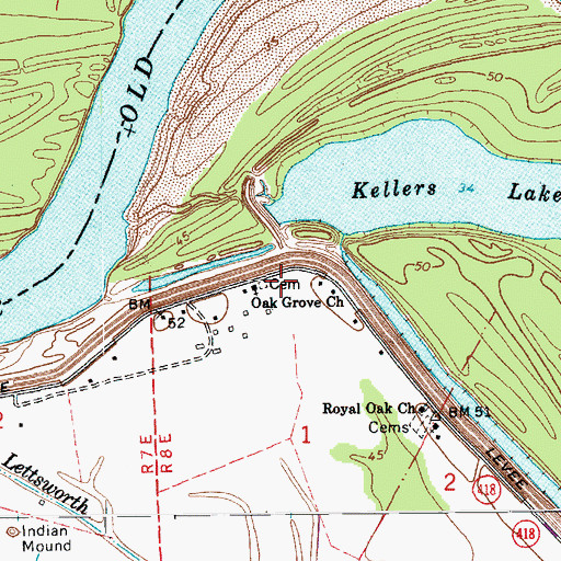 Topographic Map of Oak Grove School (historical), LA