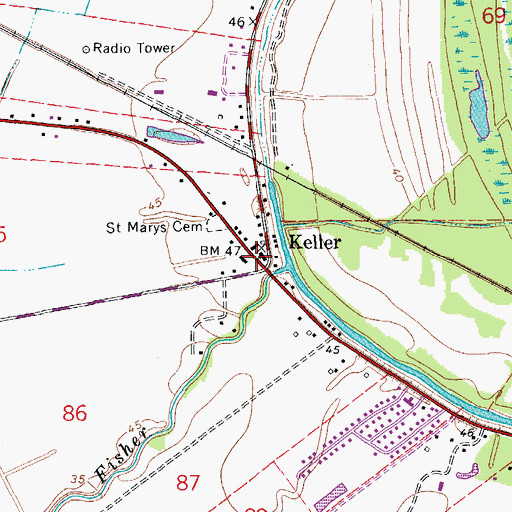 Topographic Map of Saint Marys Church, LA