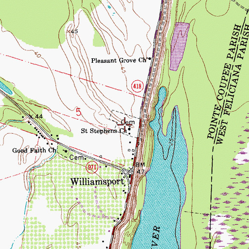 Topographic Map of Saint Stephens Cemetery, LA