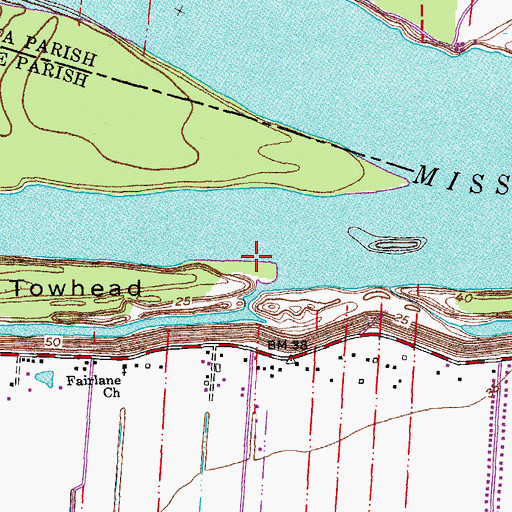 Topographic Map of Union Landing, LA