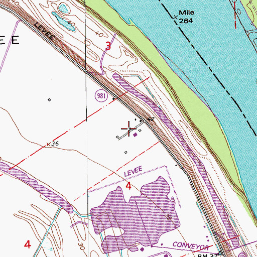 Topographic Map of Woodburn Plantation, LA