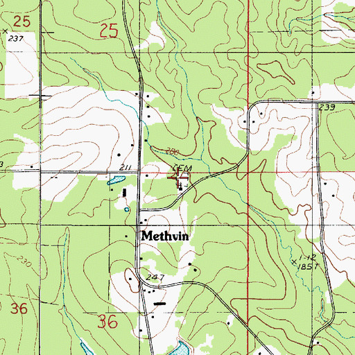 Topographic Map of Bethel Cemetery, LA