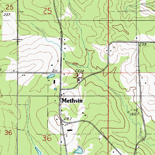 Topographic Map of Bethel Church, LA