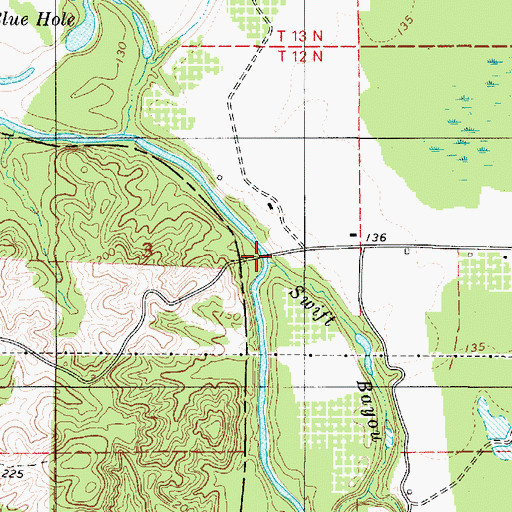 Topographic Map of Greenings Ferry (historical), LA