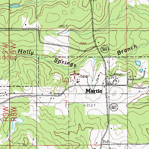 Topographic Map of Holly Springs Cemetery, LA