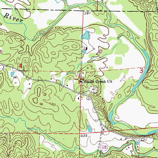 Topographic Map of Smith Creek Church, AR