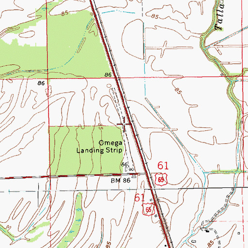 Topographic Map of Omega Landing Strip, LA