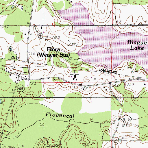 Topographic Map of Flora School (historical), LA