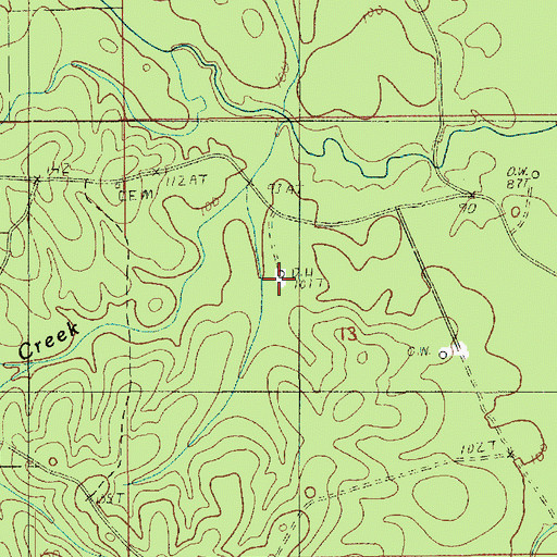 Topographic Map of Richland Creek Gas Field, LA