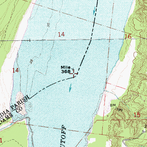 Topographic Map of Giles Bend, LA