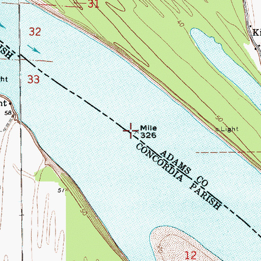 Topographic Map of Palmetto Bend, LA
