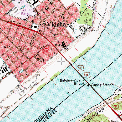 Topographic Map of Vidalia Casting Field, LA