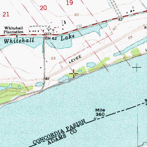 Topographic Map of Whitehall Landing, LA