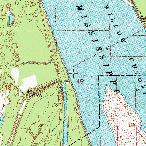 Topographic Map of Willow Cutoff Dike, LA