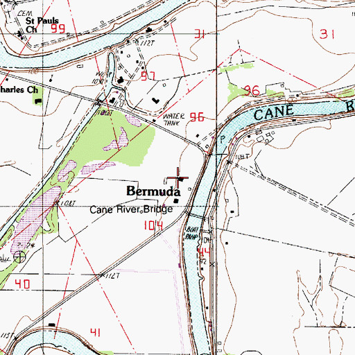 Topographic Map of Bermuda Plantation, LA