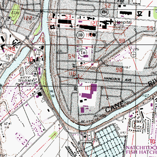 Topographic Map of Cane River Shopping Center, LA