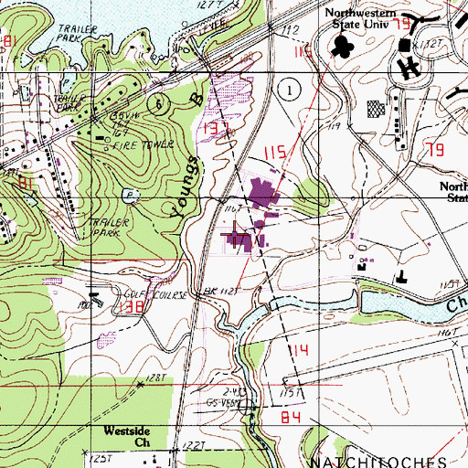 Topographic Map of Northwest Louisiana Technical College Natchitoches Campus, LA