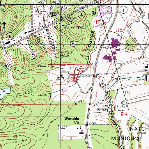 Topographic Map of Northwestern Hills Golf Course, LA