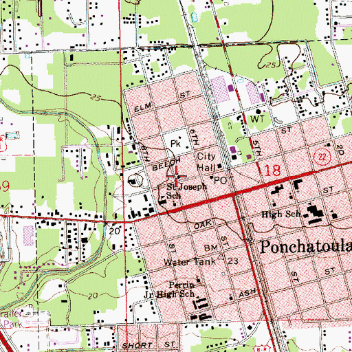 Topographic Map of All Saints Episcopal Church, LA