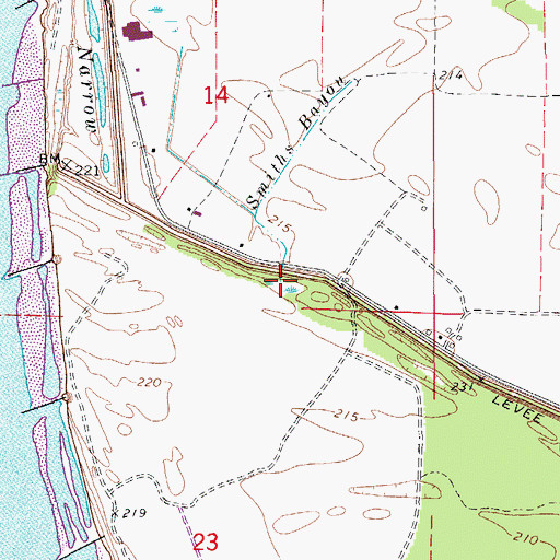 Topographic Map of Smiths Bayou, AR