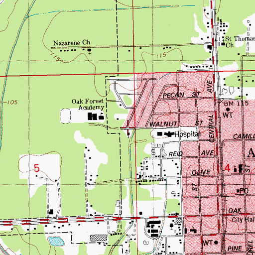 Topographic Map of Amite Presbyterian Church, LA