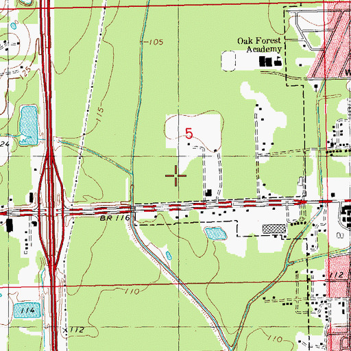 Topographic Map of Back Swamp (historical), LA