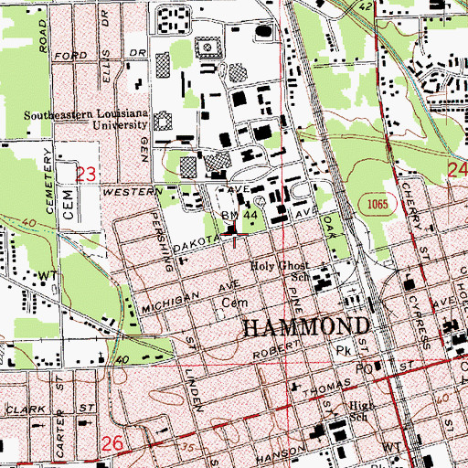 Topographic Map of Baptist Student Center, LA